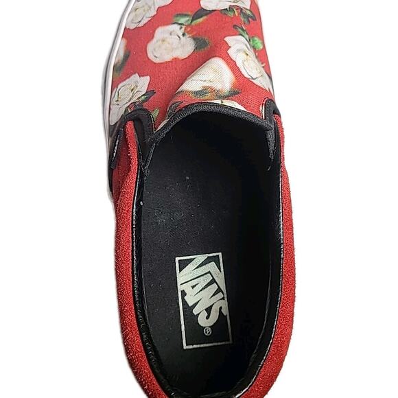 RARE Vans Classic Slip On Blurred Roses Chili Suede Shoe Women's 11 Men’s 9.5 - Picture 6 of 7